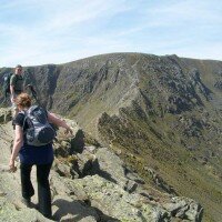 Walking along Striding Edge towards Helvellyn